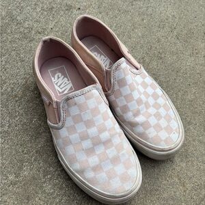 Vans Light Pink Checkered Slip-Ons